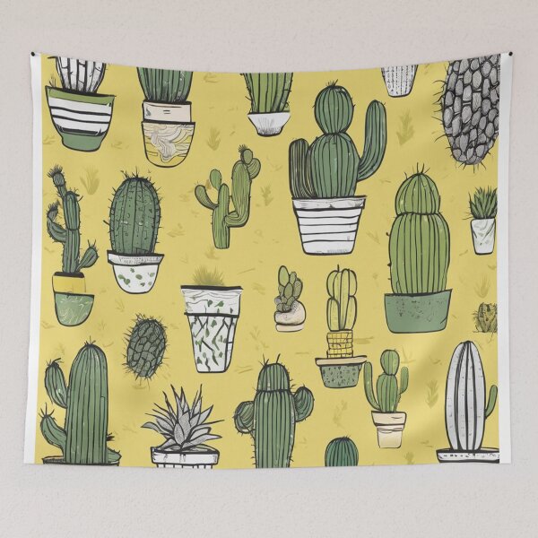 Item preview, Sunshine Succulents: Cactus Blooms on Yellow designed and sold by PetalPerfection.