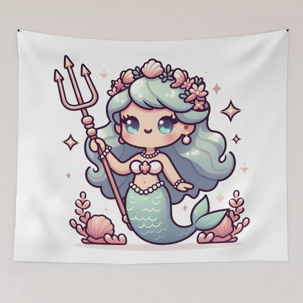 Item preview, Kawaii Enchanting Siren: With A Seashell Necklace designed and sold by CanvasCutie.