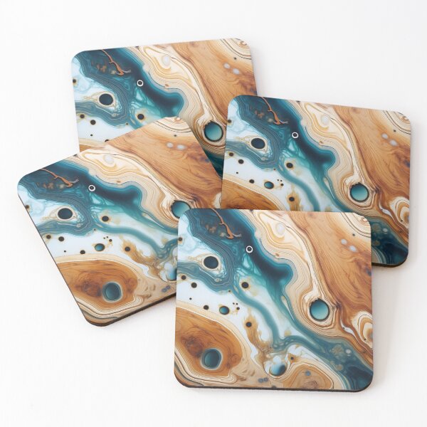 Item preview, Wooden Acrylic Blue Pattern designed and sold by NicolasGlowArt.