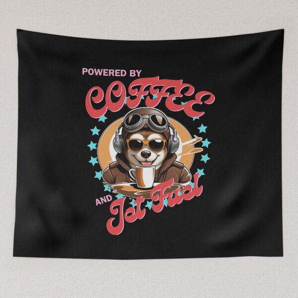 Item preview, Powered by Coffee and Jet Fuel - Shiba Inu Pilot designed and sold by Kashear.