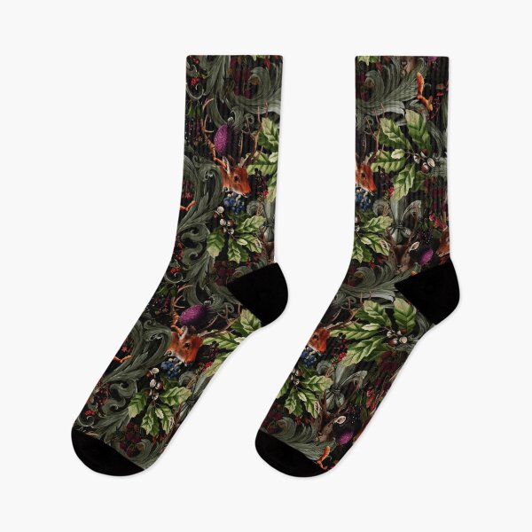 Item preview, Vintage Whimsical Night Forest Animals Pattern black Nightgarden designed and sold by UtArt.