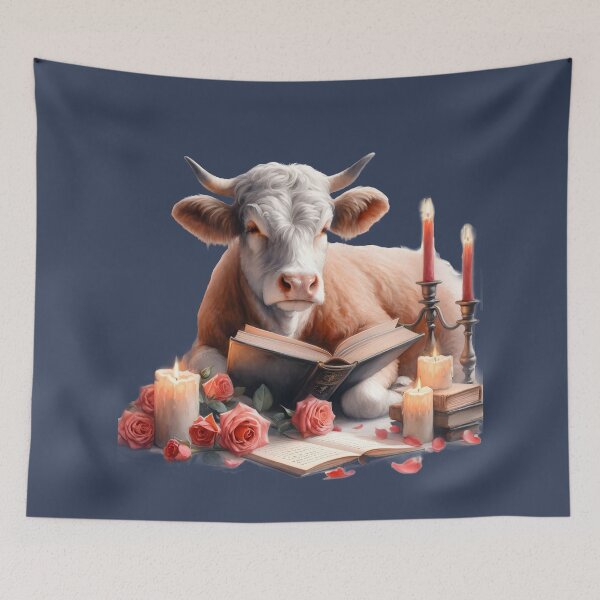 Item preview, Romantic cow reading | Book lover designed and sold by Art-Babble.