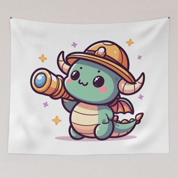 Item preview, Kawaii Adorable Dragon With Explorer Hat Exploring designed and sold by CanvasCutie.