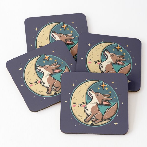 Item preview, Cute funny coyote howling at the moon with a starry sky designed and sold by Trend-Beaver.