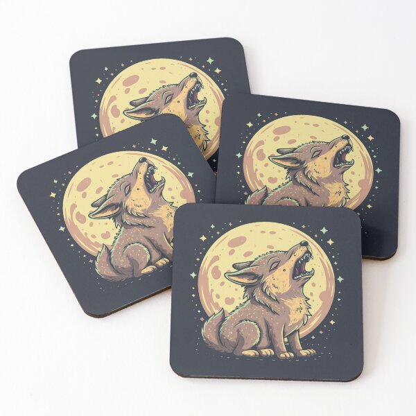 Item preview, Cute funny coyote howling at the moon with a starry sky designed and sold by Trend-Beaver.