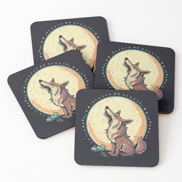 Item preview, Cute funny coyote howling at the moon with a starry sky designed and sold by Trend-Beaver.