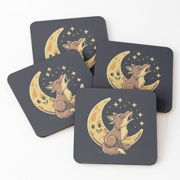 Item preview, Cute funny coyote howling at the moon with a starry sky designed and sold by Trend-Beaver.