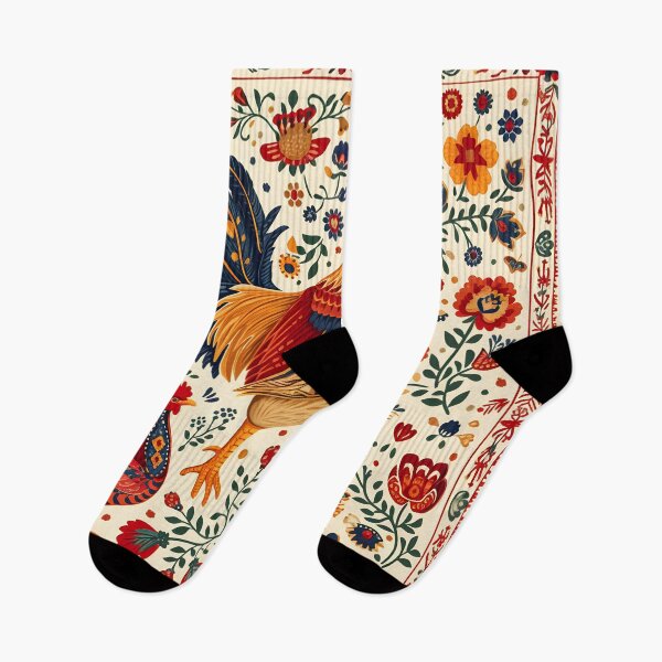 Item preview, Folk rooster and hen designed and sold by Folksy Living.