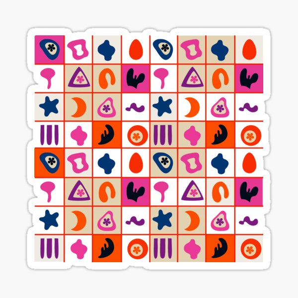 Bauhaus geometric pattern, retro abstract, Mid century Sticker