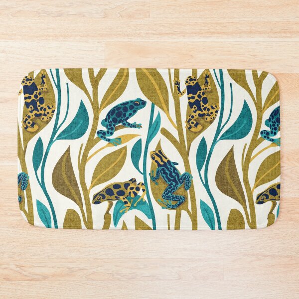 Item preview, Toxic beauty dart frogs // natural white background yellow and teal frogs and vegetation designed and sold by SelmaCardoso.