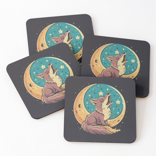 Item preview, Cute funny coyote howling at the moon with a starry sky designed and sold by Trend-Beaver.