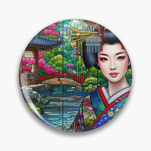 Item preview, Portrait of a Young Geisha in Stained Glass designed and sold by HippieFarms11.