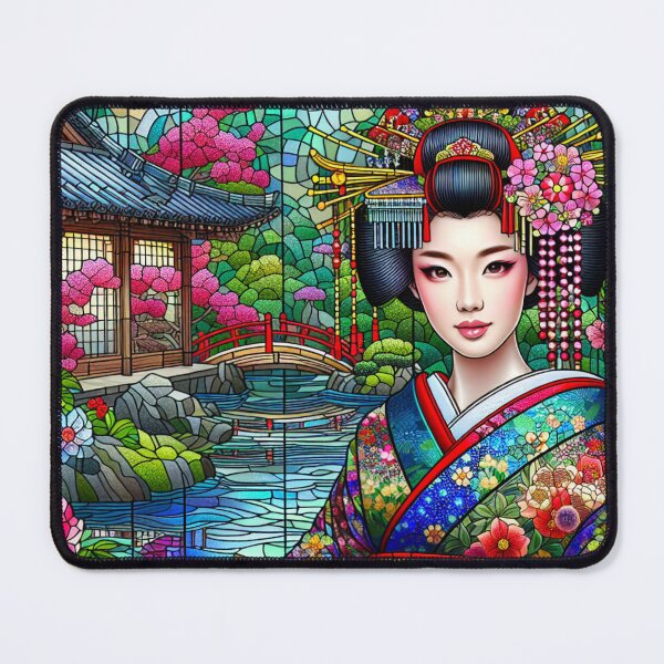 Item preview, Portrait of a Young Geisha in Stained Glass designed and sold by HippieFarms11.