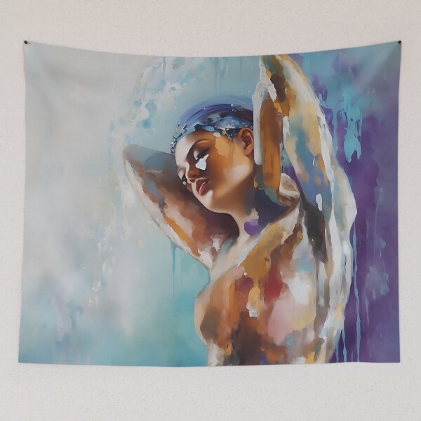 Item preview, abstract figure painting of woman taking shower designed and sold by UmagineArts.