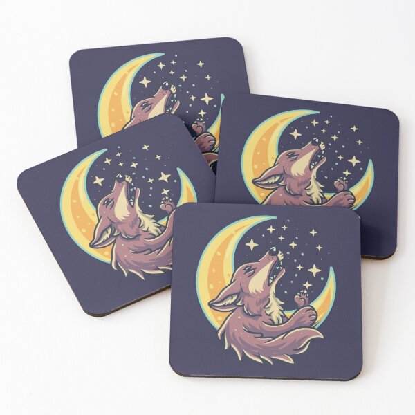 Item preview, Cute funny coyote howling at the moon with a starry sky designed and sold by Trend-Beaver.