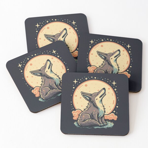 Item preview, Cute funny coyote howling at the moon with a starry sky designed and sold by Trend-Beaver.