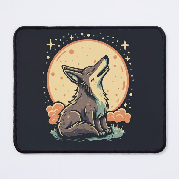 Item preview, Cute funny coyote howling at the moon with a starry sky designed and sold by Trend-Beaver.