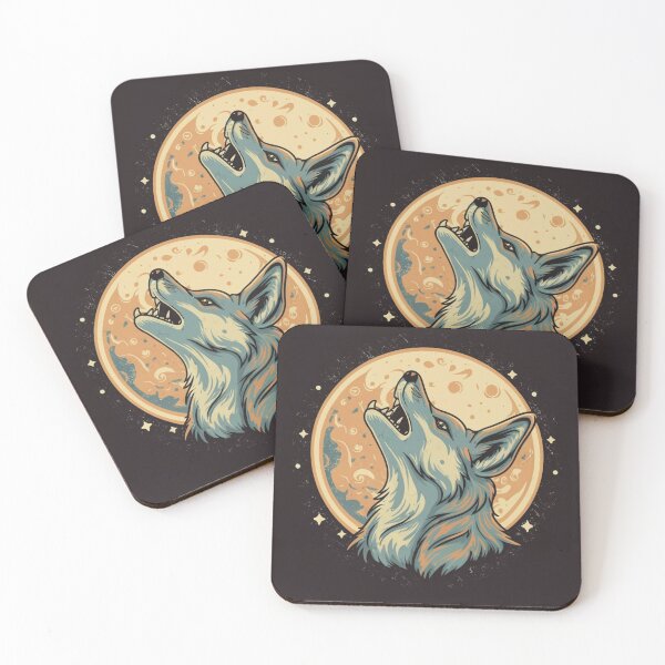 Item preview, Cute funny coyote howling at the moon with a starry sky designed and sold by Trend-Beaver.