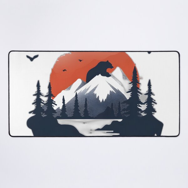 Item preview, Retro sunset scenery - mountains and bears designed and sold by Wildflow Creations.