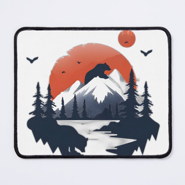 Item preview, Retro sunset scenery - mountains and bears designed and sold by Wildflow Creations.