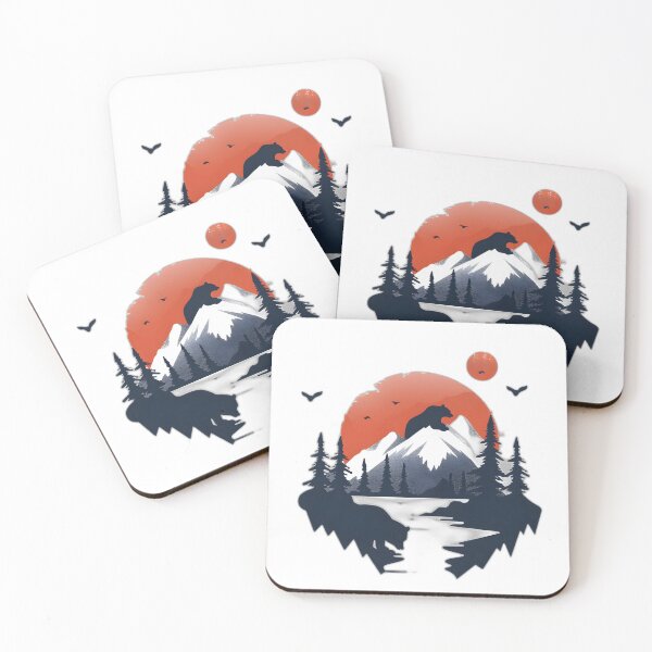 Item preview, Retro sunset scenery - mountains and bears designed and sold by Wildflow Creations.