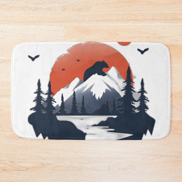Item preview, Retro sunset scenery - mountains and bears designed and sold by Wildflow Creations.