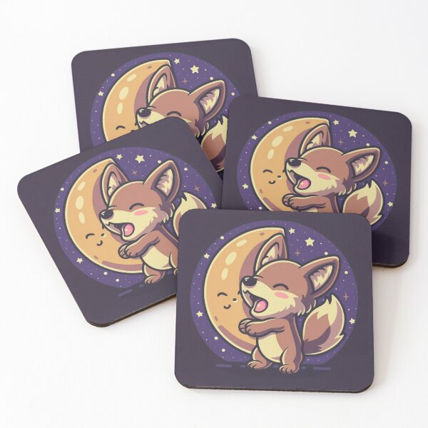 Item preview, Cute funny coyote howling at the moon with a starry sky designed and sold by Trend-Beaver.