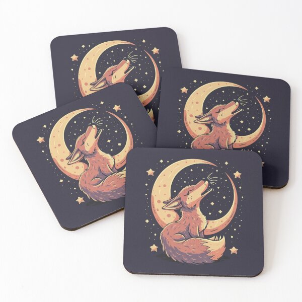 Item preview, Cute funny coyote howling at the moon with a starry sky designed and sold by Trend-Beaver.