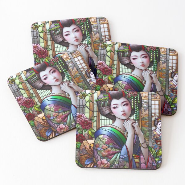 Item preview, Stained Glass Japanese Geisha Art designed and sold by HippieFarms11.