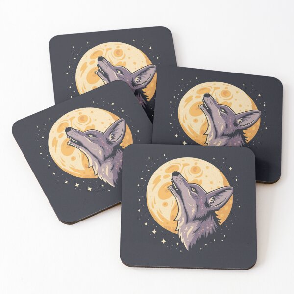 Item preview, Cute funny coyote howling at the moon with a starry sky designed and sold by Trend-Beaver.