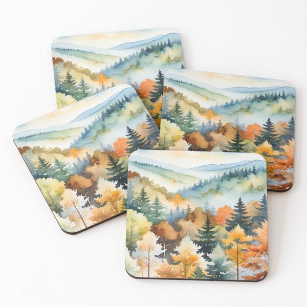 Item preview, Autumnal Northern Forest Landscape Watercolor designed and sold by YuckyCat.