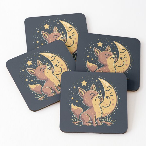 Item preview, Cute funny coyote howling at the moon with a starry sky designed and sold by Trend-Beaver.