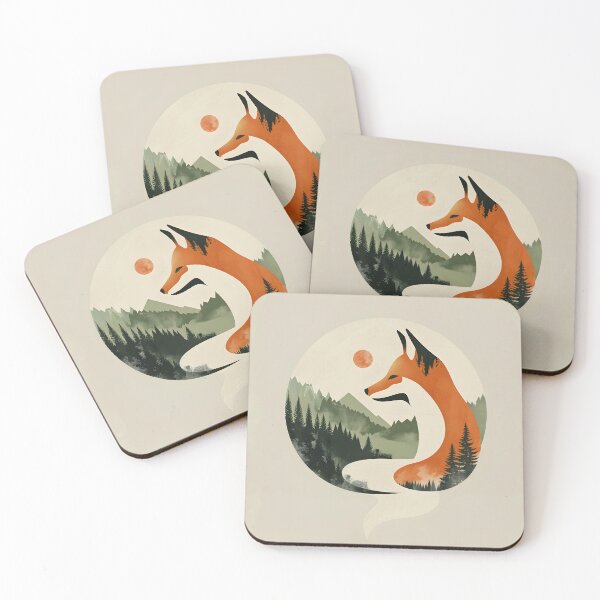 Item preview, Retro sunset scenery - fox and mountains  designed and sold by Wildflow Creations.