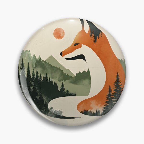 Item preview, Retro sunset scenery - fox and mountains  designed and sold by Wildflow Creations.