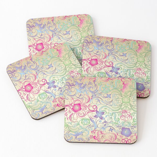 Item preview, Tropical Floral Lizards Art Nouveau designed and sold by VintageStyle.
