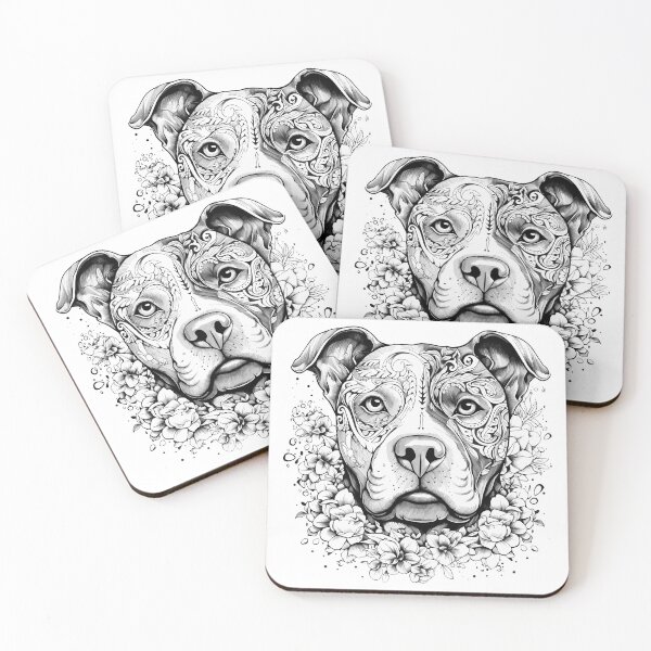 Item preview, American Staffordshire Terrier with flowers designed and sold by drizzd.
