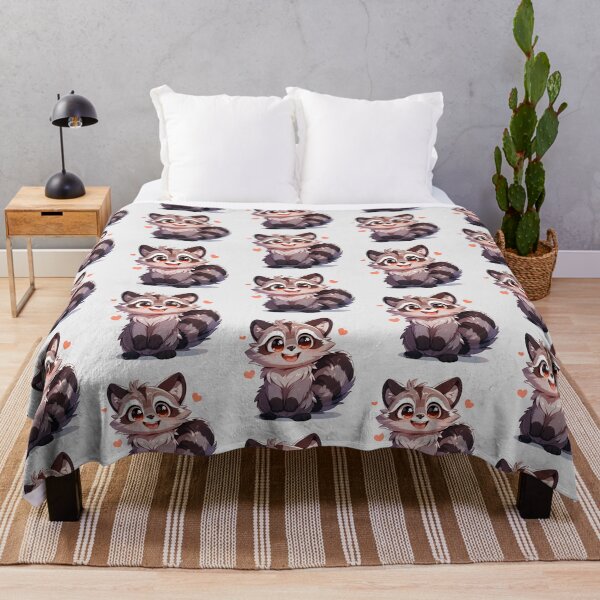 Item preview, Cute Kawaii Happy Raccoon in Love designed and sold by CozyKawaiiArt.
