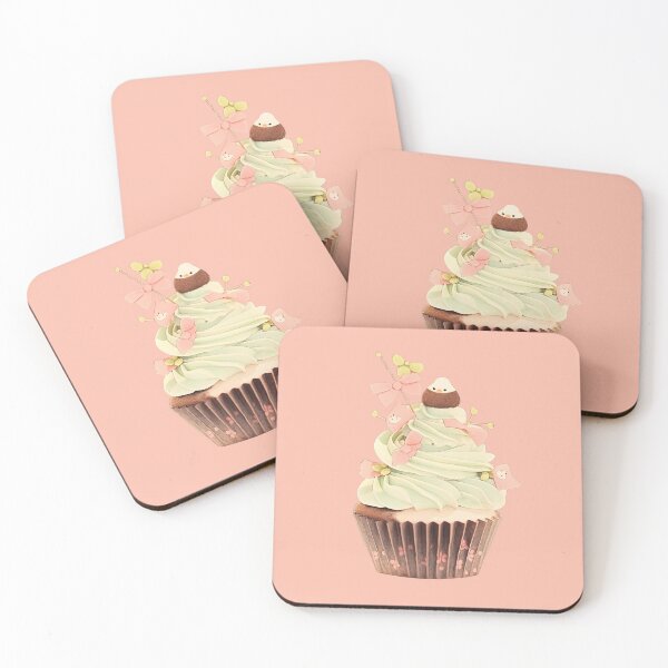 Item preview, Cupcake With green Frosting and Pink Decorations designed and sold by NomNomSticker.