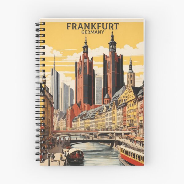 Item preview, Frankfurt Germany Sunset Vintage Travel Poster designed and sold by TravelersGems.