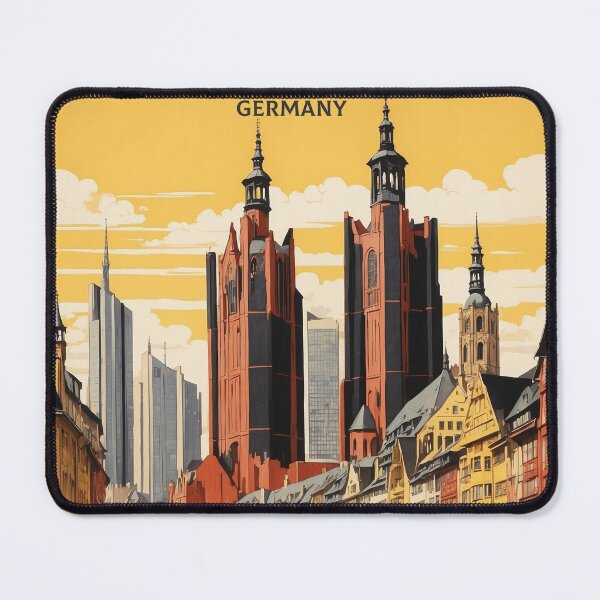 Item preview, Frankfurt Germany Sunset Vintage Travel Poster designed and sold by TravelersGems.