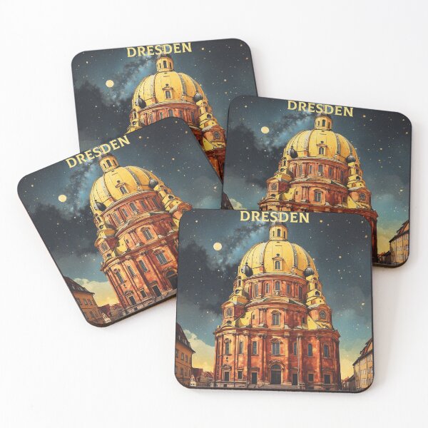 Item preview, Frauenkirche Dresden Germany Starry Night Vintage Travel Poster designed and sold by TravelersGems.
