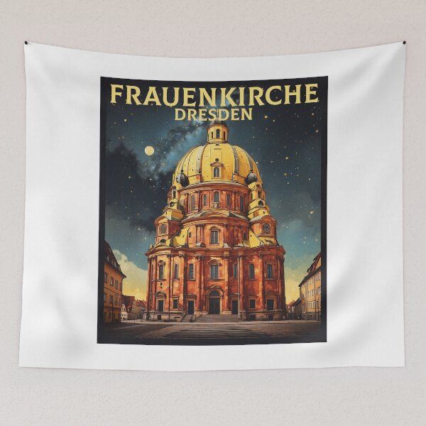 Item preview, Frauenkirche Dresden Germany Starry Night Vintage Travel Poster designed and sold by TravelersGems.