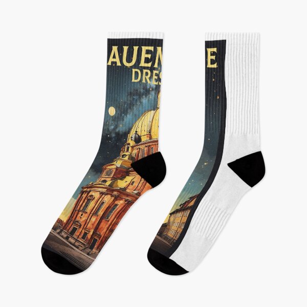 Item preview, Frauenkirche Dresden Germany Starry Night Vintage Travel Poster designed and sold by TravelersGems.
