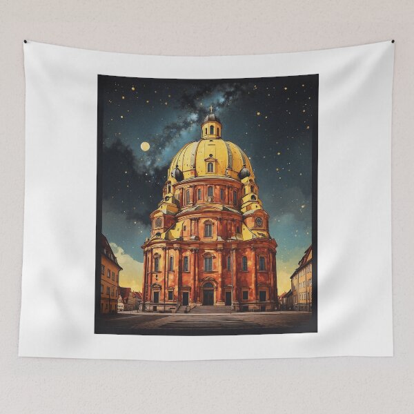 Item preview, Frauenkirche Dresden Germany Starry Night Vintage Travel Poster Art designed and sold by TravelersGems.