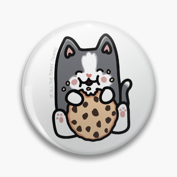Item preview, Cute grey cat eating a cookie sticker design designed and sold by PurdyThings.