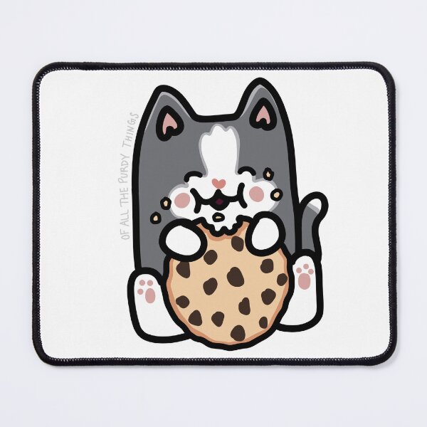 Item preview, Cute grey cat eating a cookie sticker design designed and sold by PurdyThings.