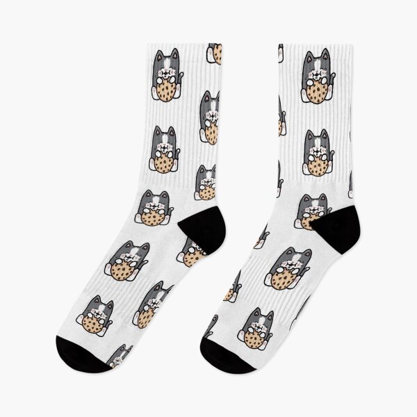 Item preview, Cute grey cat eating a cookie sticker design designed and sold by PurdyThings.