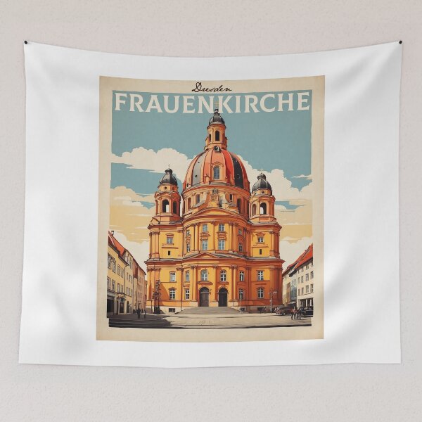 Item preview, Frauenkirche Dresden Germany Vintage Travel Poster Art designed and sold by TravelersGems.