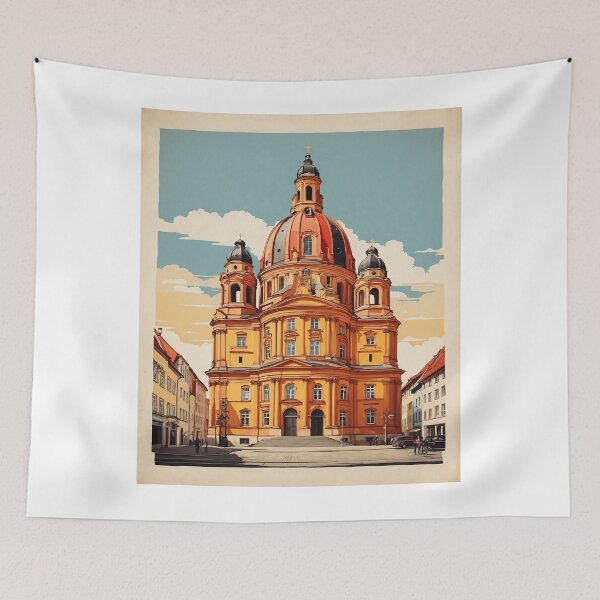 Item preview, Frauenkirche Dresden Germany Vintage Travel Poster designed and sold by TravelersGems.