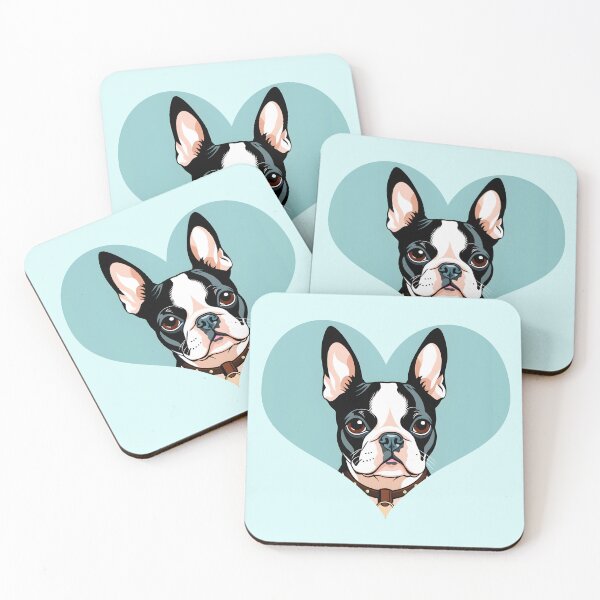 Item preview, Love Bostons (Terriers) Light Blue Heart frame with collar designed and sold by Rogue Wizard.